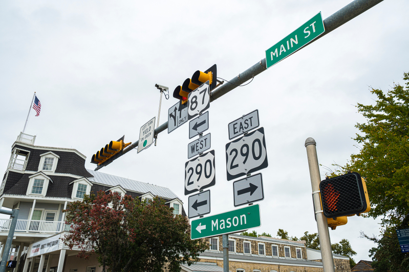 intersection at Main Street in Fredericksburg Texas