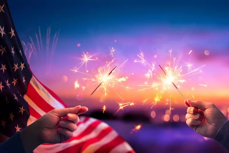 sparklers and american flag