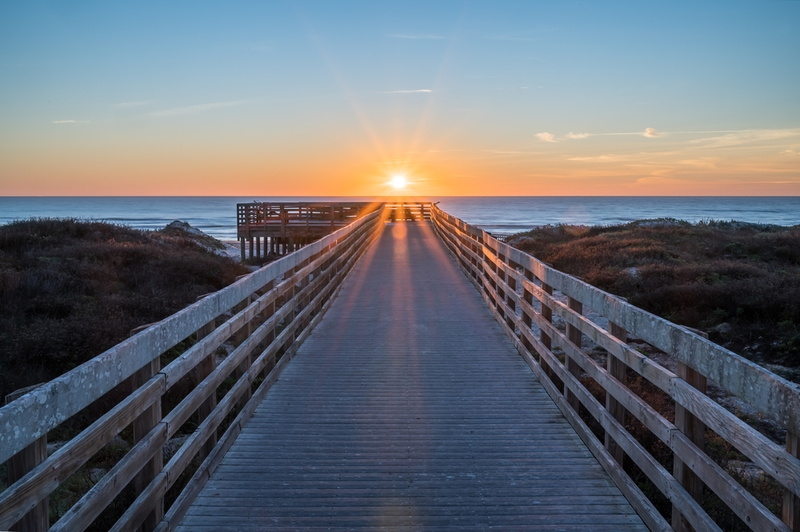 sunrise over beach in corpus christi